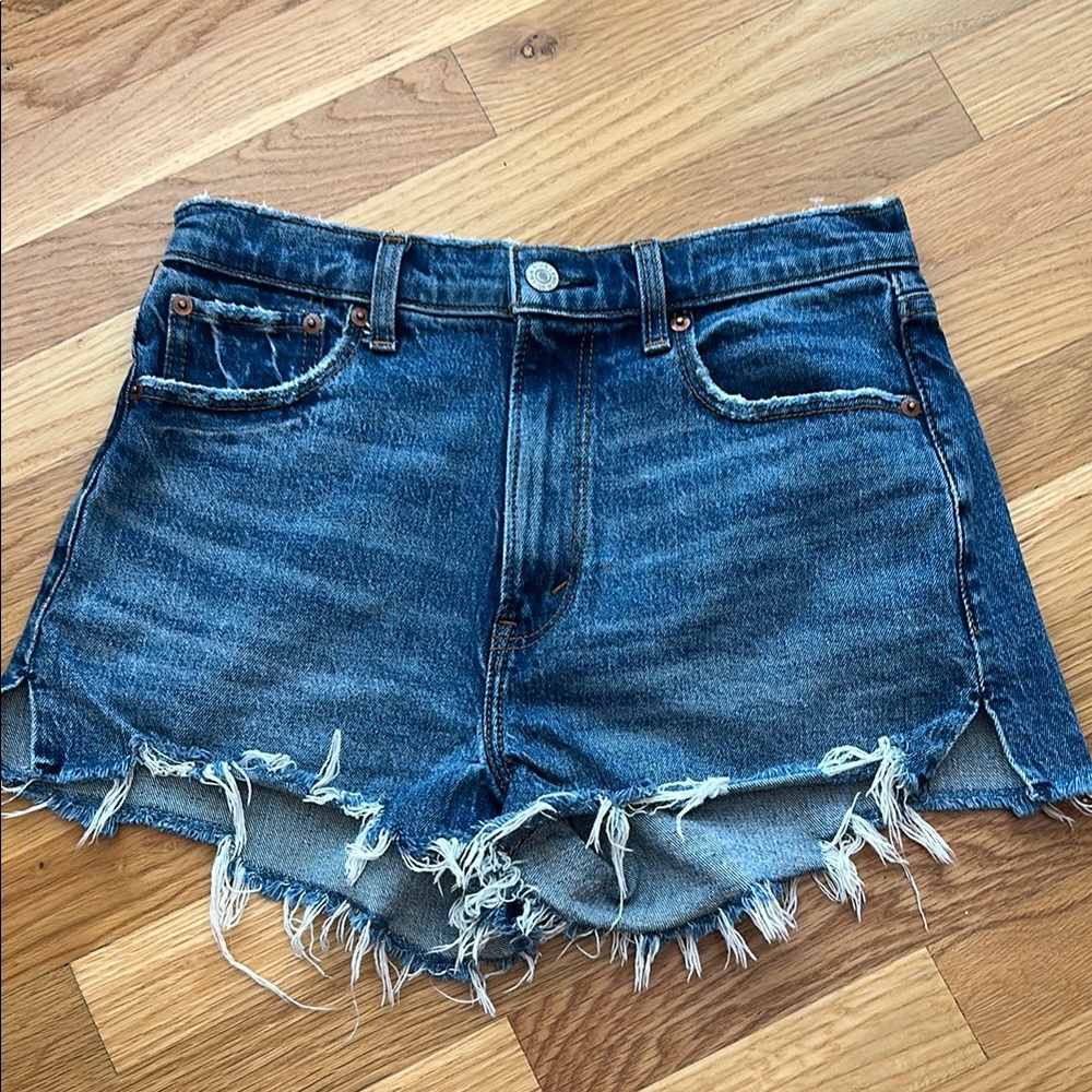 Abercrombie High Rise Distressed Denim Shorts Size 27